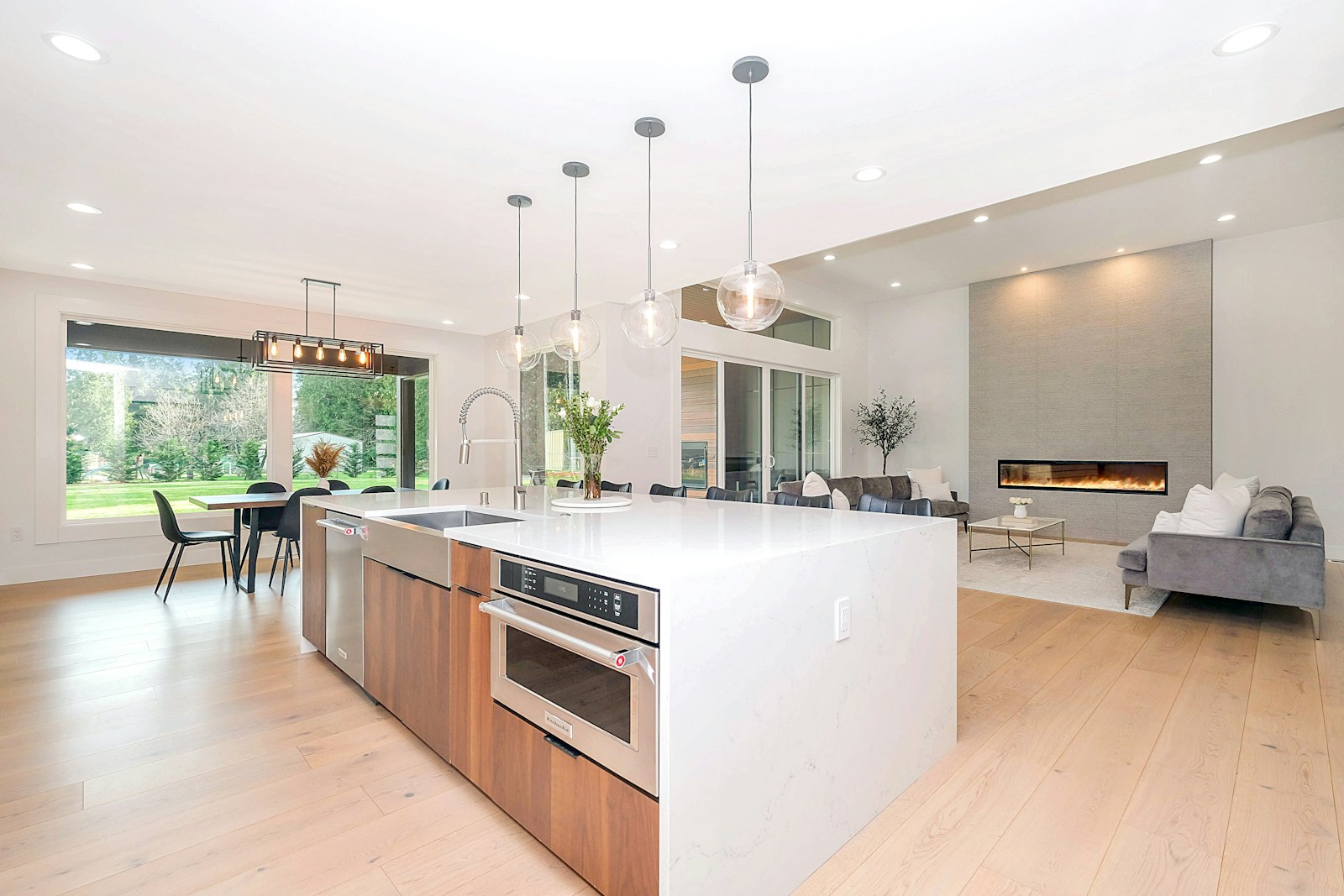 Thermador wall oven built into modern kitchen cabinetry