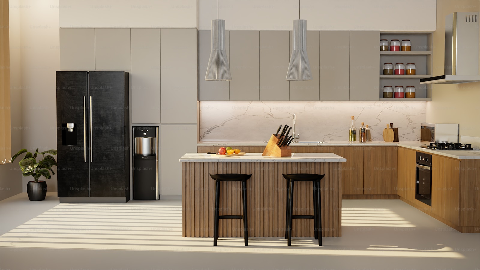 Thermador French door refrigerator in modern kitchen